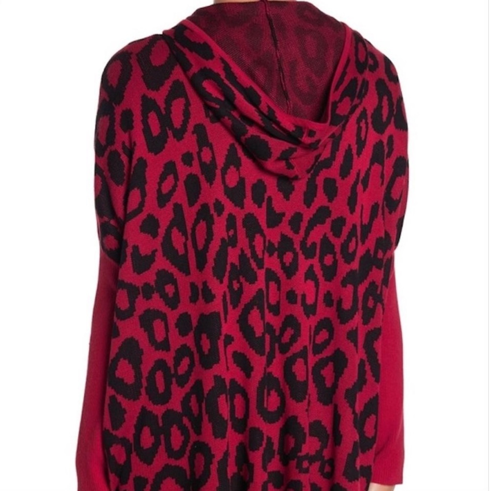 NWT Joseph A Leopard Hooded Zip Front Sweater - Picture 3 of 3